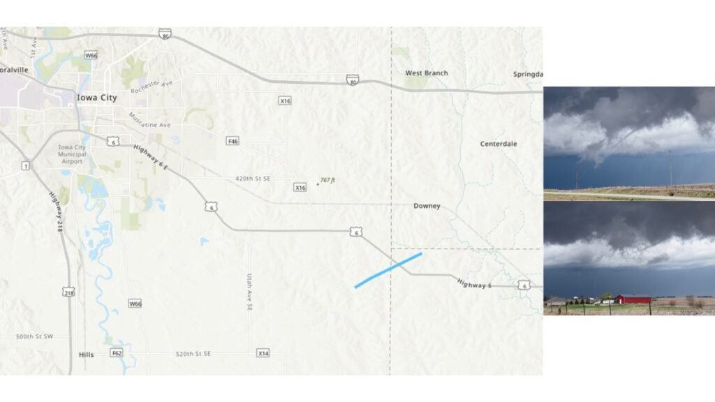 Iowa Tornado Report Released Near Iowa City as Rare Rope Funnel Event Draws Attention Across Johnson and Cedar Counties