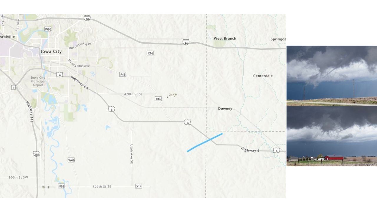 Iowa Tornado Report Released Near Iowa City as Rare Rope Funnel Event Draws Attention Across Johnson and Cedar Counties