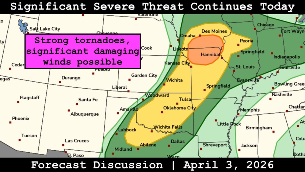 Kansas Missouri Iowa Oklahoma and Illinois Residents Urged To Take Action As Significant Severe Storm Threat Brings Strong Tornado Risk Today