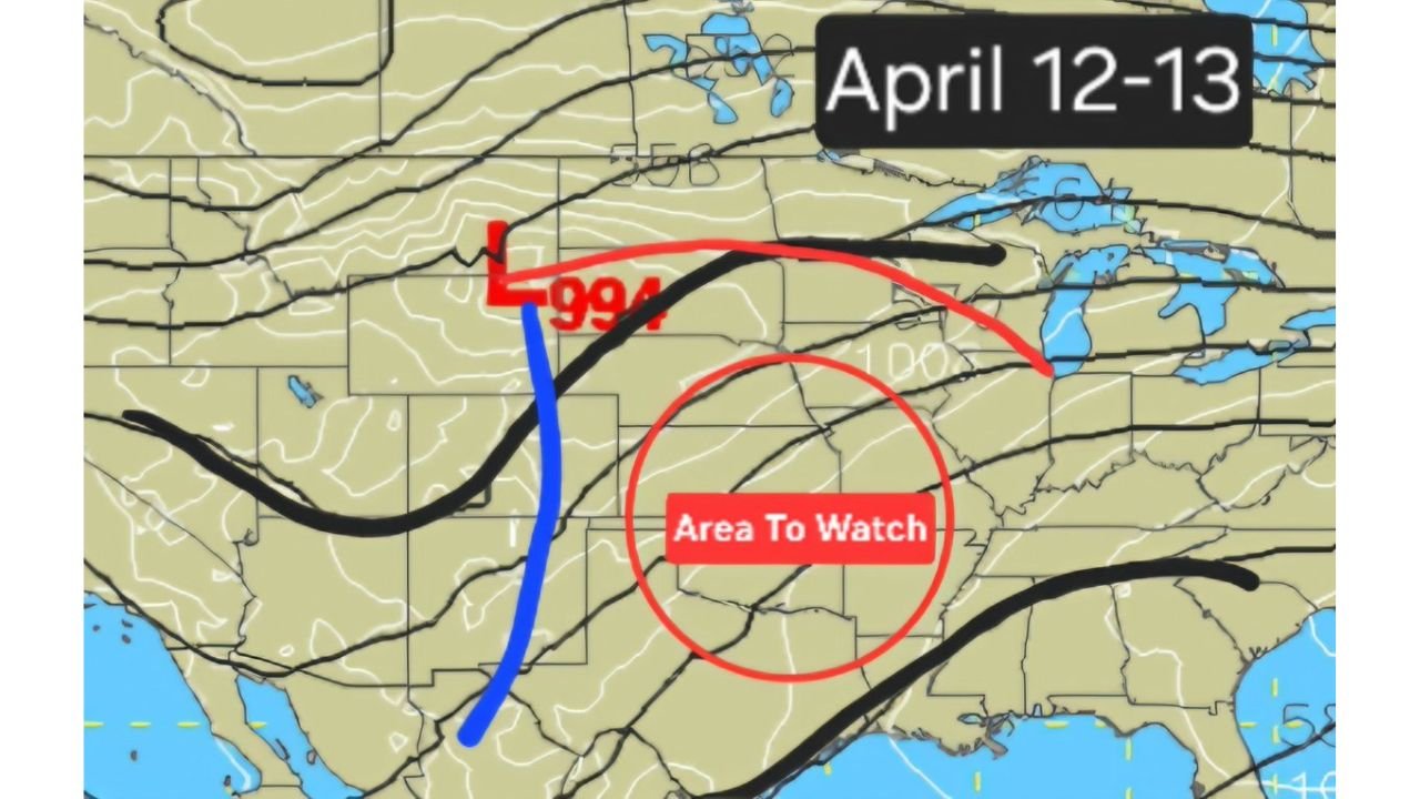 Kansas, Oklahoma, Missouri and Iowa Told to Watch April 12–13 Severe Storm Setup as New Pattern Signals Multi Day Plains Risk