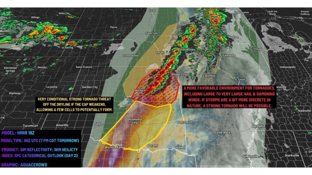Kansas, Oklahoma and Nebraska Face EF2+ Tornado Risk Today as Two Dangerous Storm Zones Target Wichita and Oklahoma City