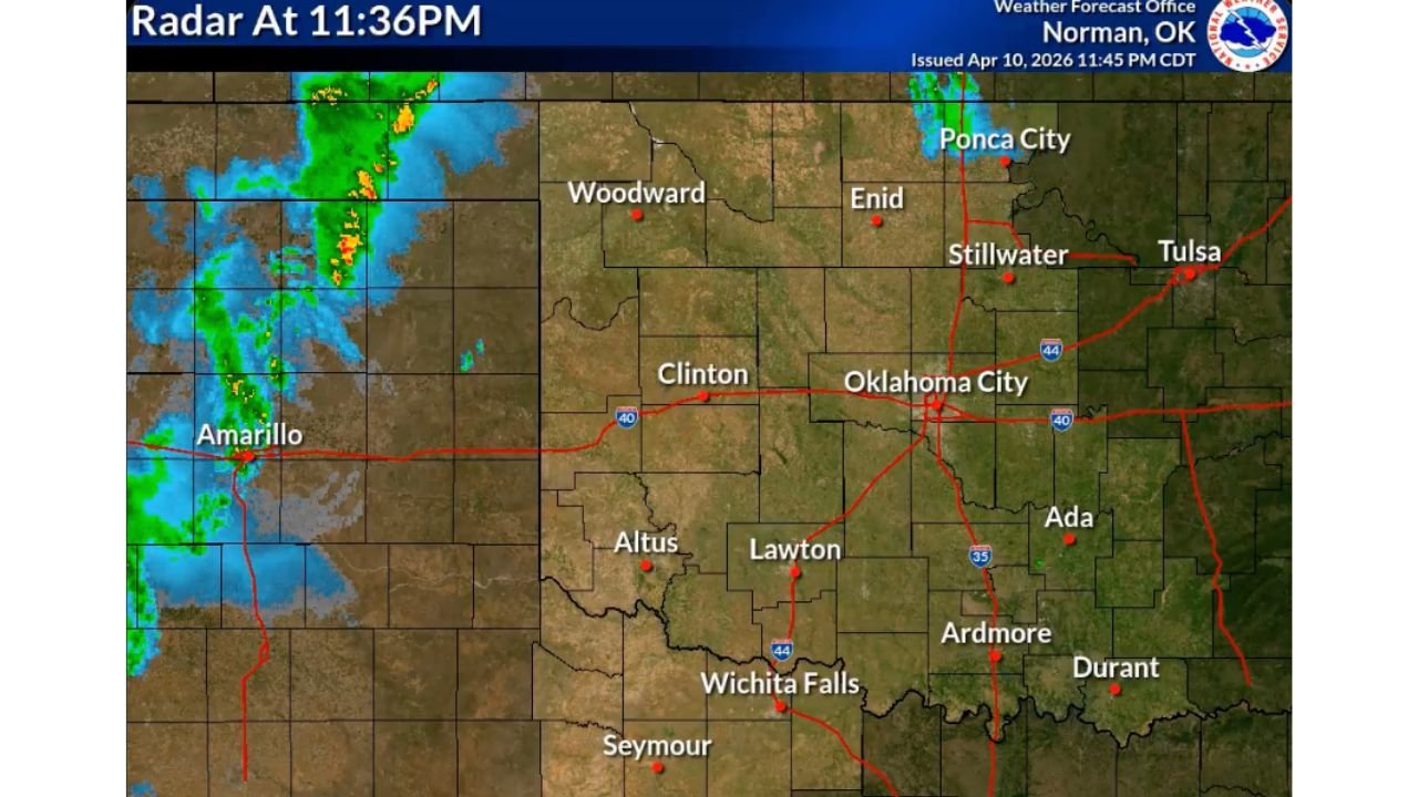 Late Night Storm Update for Oklahoma and Texas Panhandle Shows New Showers Approaching Northwest Oklahoma So Residents Should Stay Alert Overnight