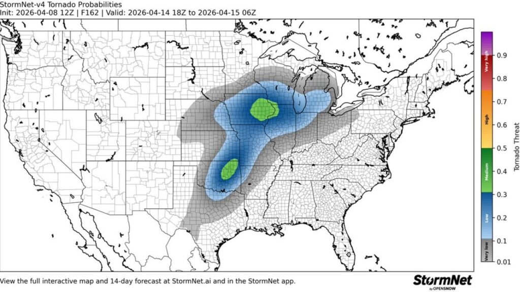Midwest And Plains States Including Iowa Illinois Wisconsin Missouri And Kansas Could See Multiple Days Of Tornado Potential April 13 And 14 So Residents Should Stay Alert To This Active Pattern