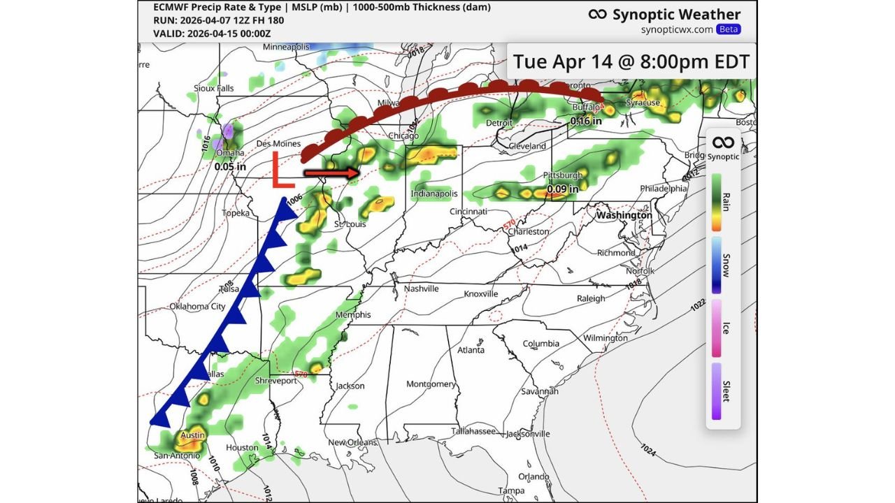 Midwest States Including Illinois Indiana Missouri Iowa and Ohio Could Face Severe Storm Risk Tuesday April 14 So Residents Should Monitor This Developing Weather Pattern Closely