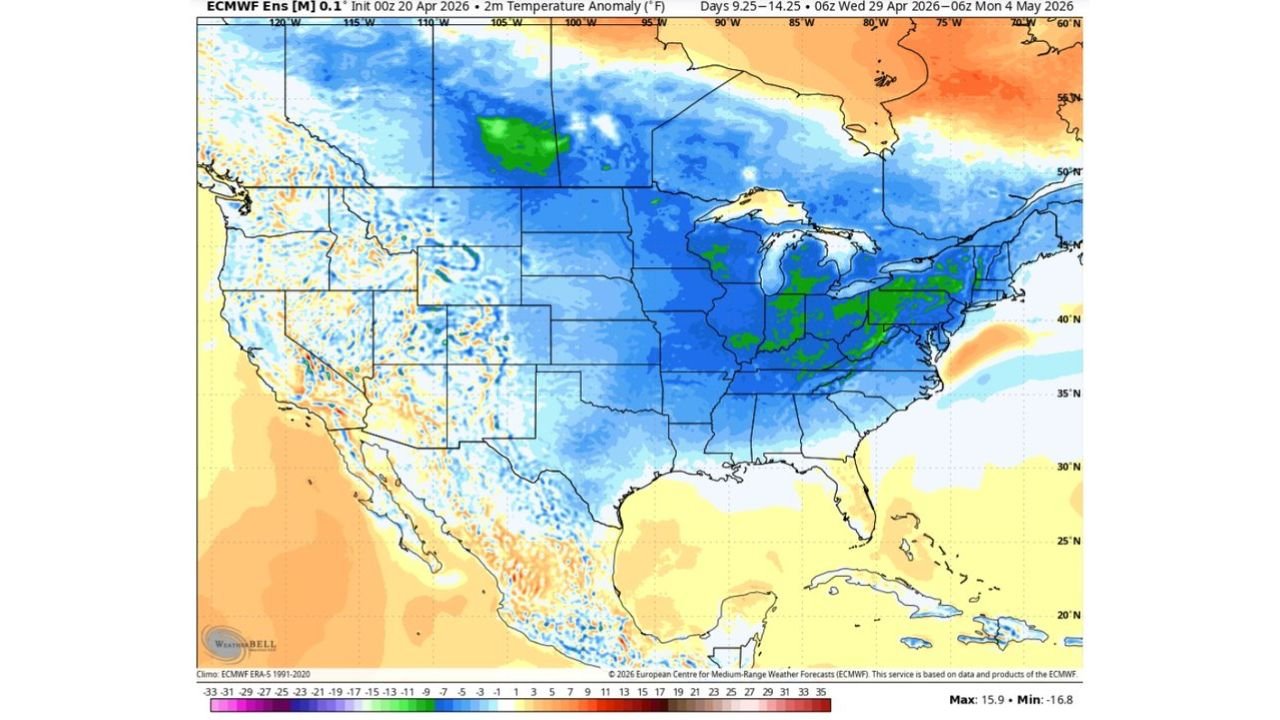 Midwest and Northeast Face Frost and Freeze Risk Into Early May as Well Below Average Temperatures Target Illinois, Indiana and Ohio Late This Month