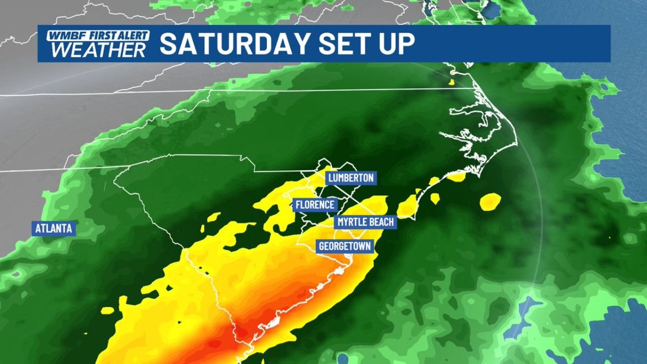 Myrtle Beach and the South Carolina Coast Face the Biggest Rain Event in Months This Saturday as Gulf Moisture and Strong Upper Level Energy Combine
