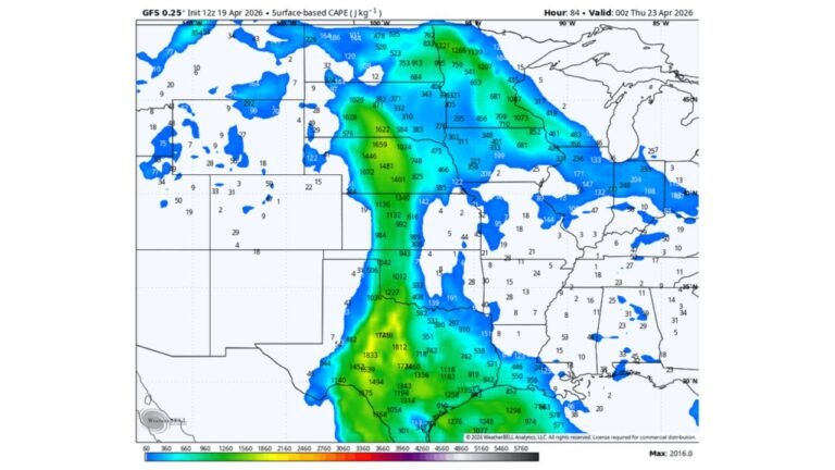 Nebraska and South Dakota Supercell Threat Wednesday as 985 mb Low and 1,800 J/kg CAPE Collide Over the High Plains