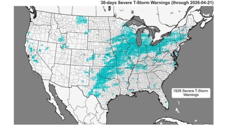 North Carolina, South Carolina and Georgia Had Zero Tornado Warnings in 30 Days While Illinois and Indiana Shattered Records