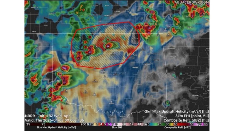 Northern Oklahoma and Southern Kansas Residents Urged To Stay Alert As Evening Supercell Risk Could Bring Large Hail and Possible Tornado
