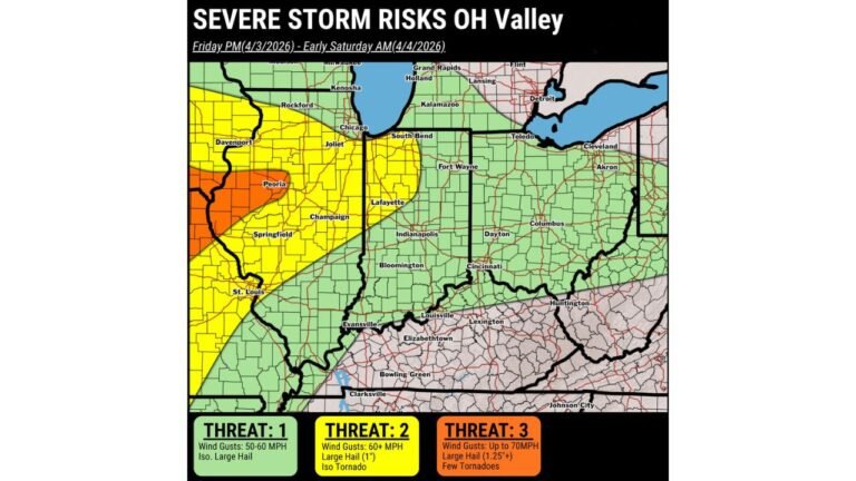 Ohio Indiana Illinois Missouri and Michigan Residents Urged To Prepare As Overnight Severe Storm Threat Targets Ohio Valley And Great Lakes