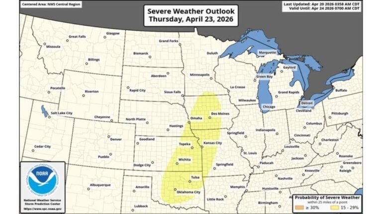 Oklahoma, Kansas and Nebraska Face Tornadoes and Large Hail Thursday as Dryline Storms Target Wichita, Tulsa and Omaha