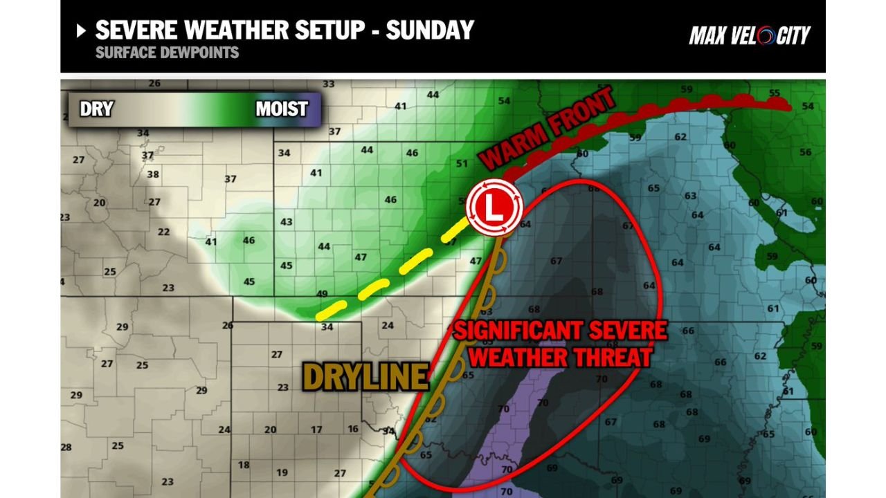 Oklahoma and Kansas Face Classic Dryline Supercells Sunday With Very High Ceiling as Storms Could Explode Into Dangerous Twisters Within Minutes