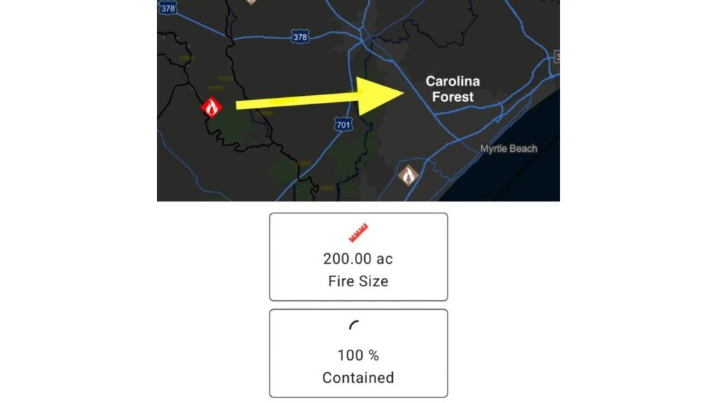 Smoke Smell Explained for Carolina Forest and Horry County Residents as 200 Acre Wildfire in Marion County Is Now 100 Percent Contained