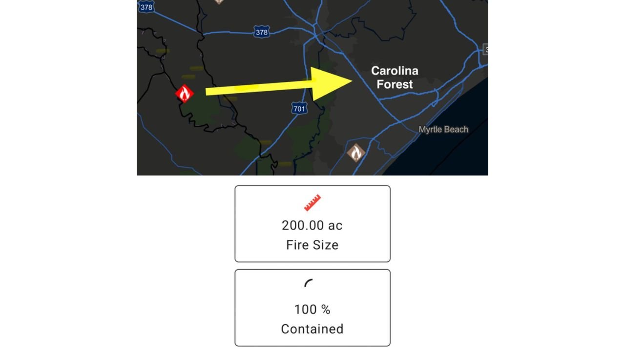 Smoke Smell Explained for Carolina Forest and Horry County Residents as 200 Acre Wildfire in Marion County Is Now 100 Percent Contained