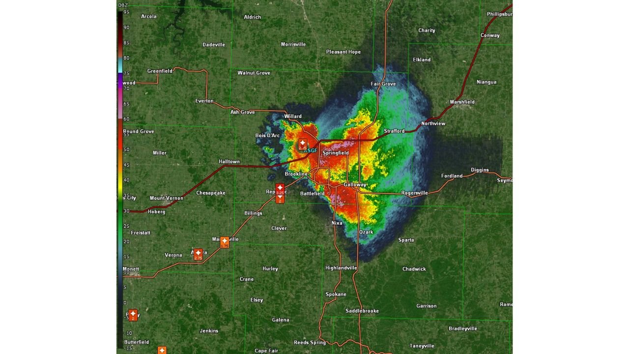 Springfield, Missouri Supercell Displays Textbook Structure as 19.5-Degree Radar Tilt Reveals Perfect Mesocyclone Lofting Precipitation to 26,000 Feet