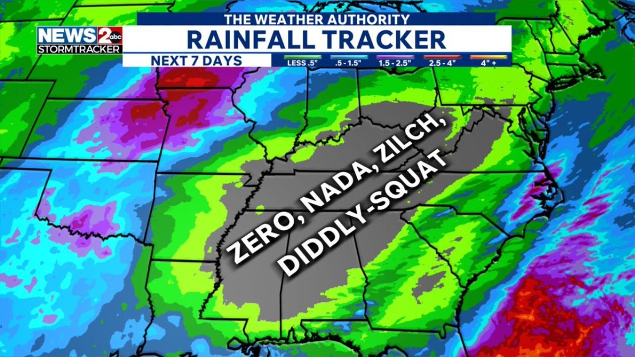 Tennessee, Kentucky, Alabama and Georgia Communities Told to Watch Dry Corridor as New Rainfall Tracker Shows Major Weekly Gap