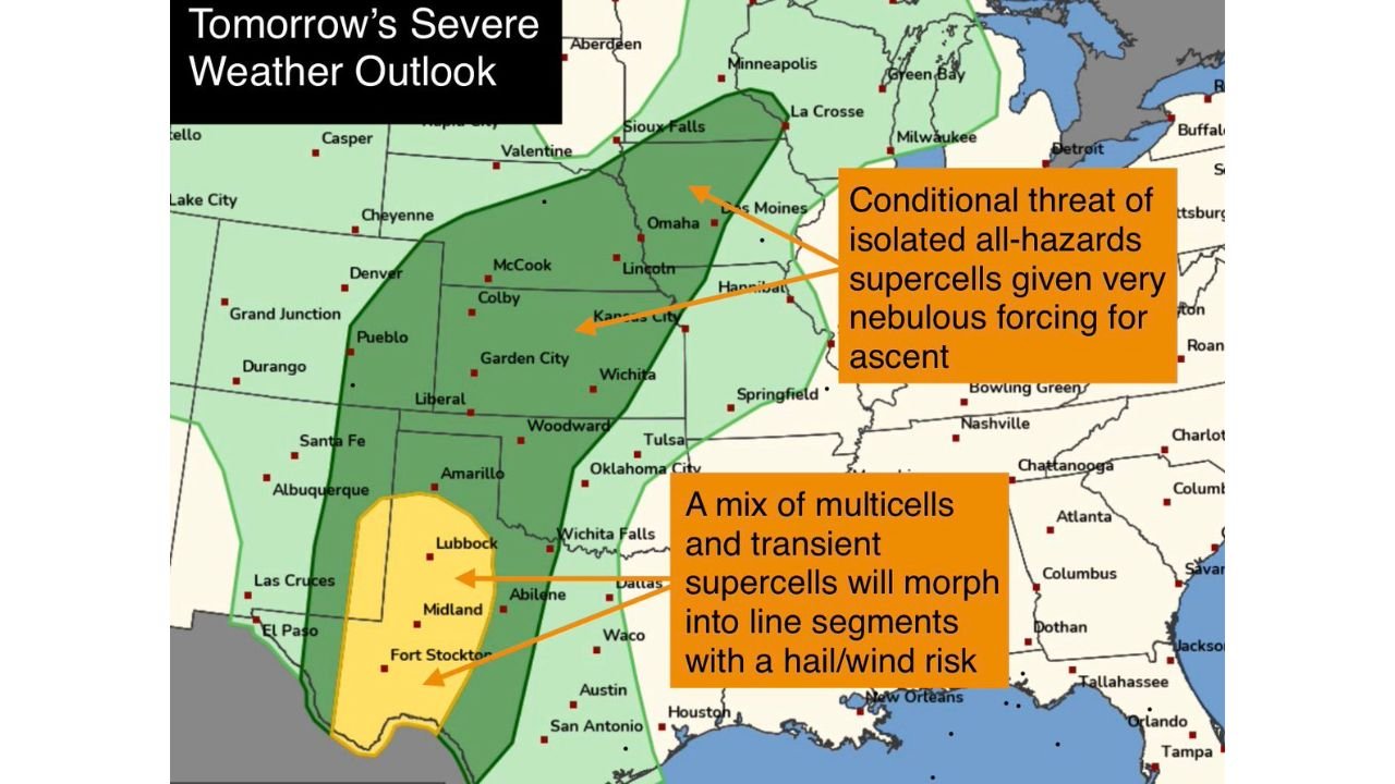 Texas, Oklahoma and Kansas Severe Weather Alert Issued for Saturday as Storm Models Highlight Hail and Damaging Wind Risk Zones