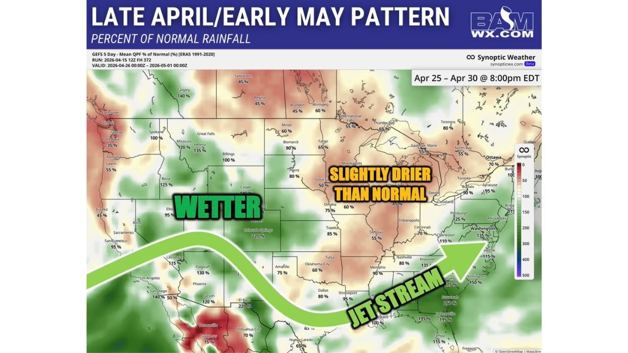 The Midwest Is About to Turn Quieter — But the South and West Are Getting Soaked as Late April Pattern Splits the Country in Two