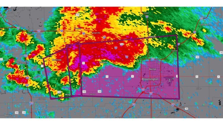Tornado Warning Alert Issued For Bloomington Illinois As Dangerous Storm Moves In With Immediate Shelter Urged