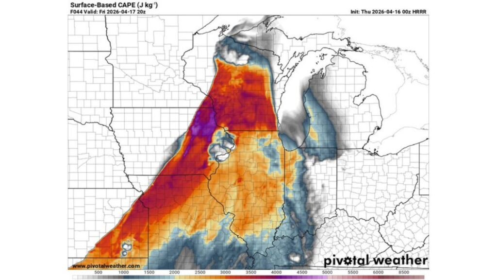 Tornado Warning Friday Wisconsin and Illinois as Supercell Risk Surges With CAPE Above 4000 and Violent Hodographs