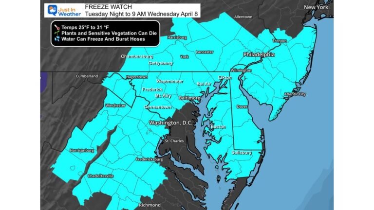 Urgent Freeze Watch Issued for Pennsylvania, Maryland, Delaware, New Jersey and Virginia as Temperatures Crash Overnight