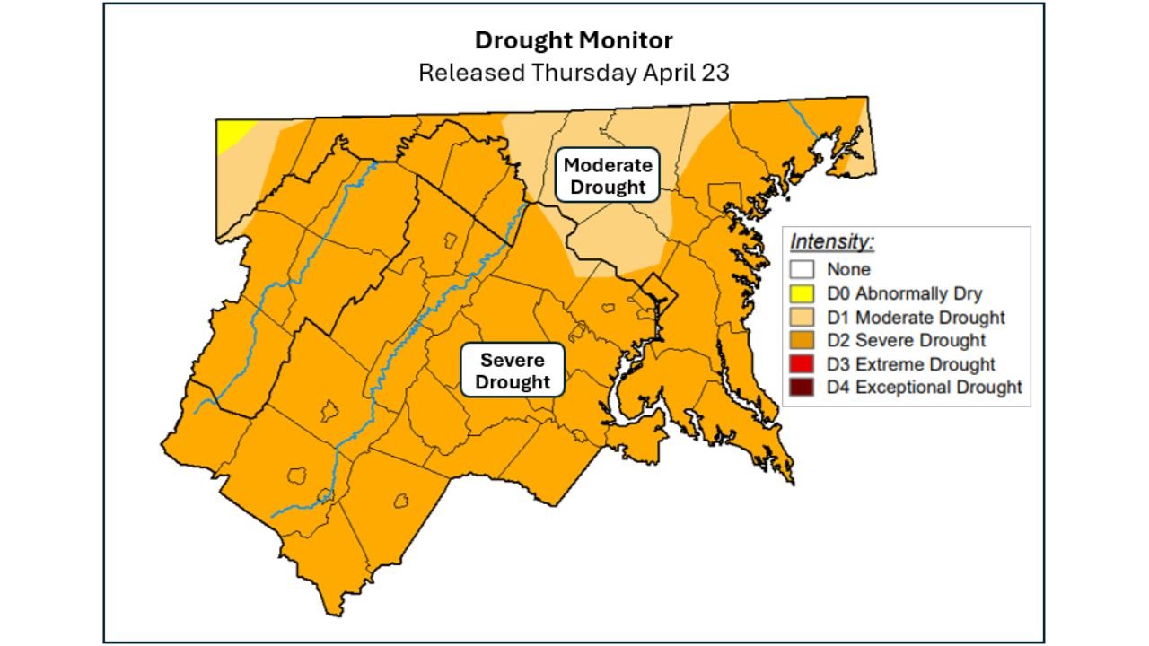 Washington D.C., Maryland and Virginia Drought Jumps to Severe as BWI Sits 3.31 Inches Below Normal Since March 1