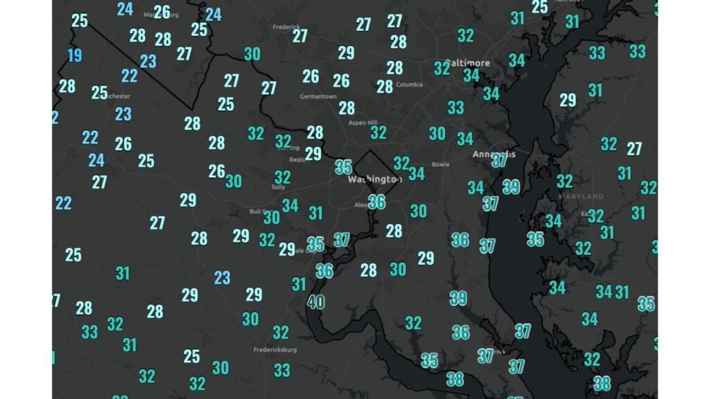 Washington DC Maryland and Virginia See Temperatures Drop Into 20s and 30s With Freeze Risk Continuing Tonight So Residents Should Protect Plants and Prepare For Another Cold Morning