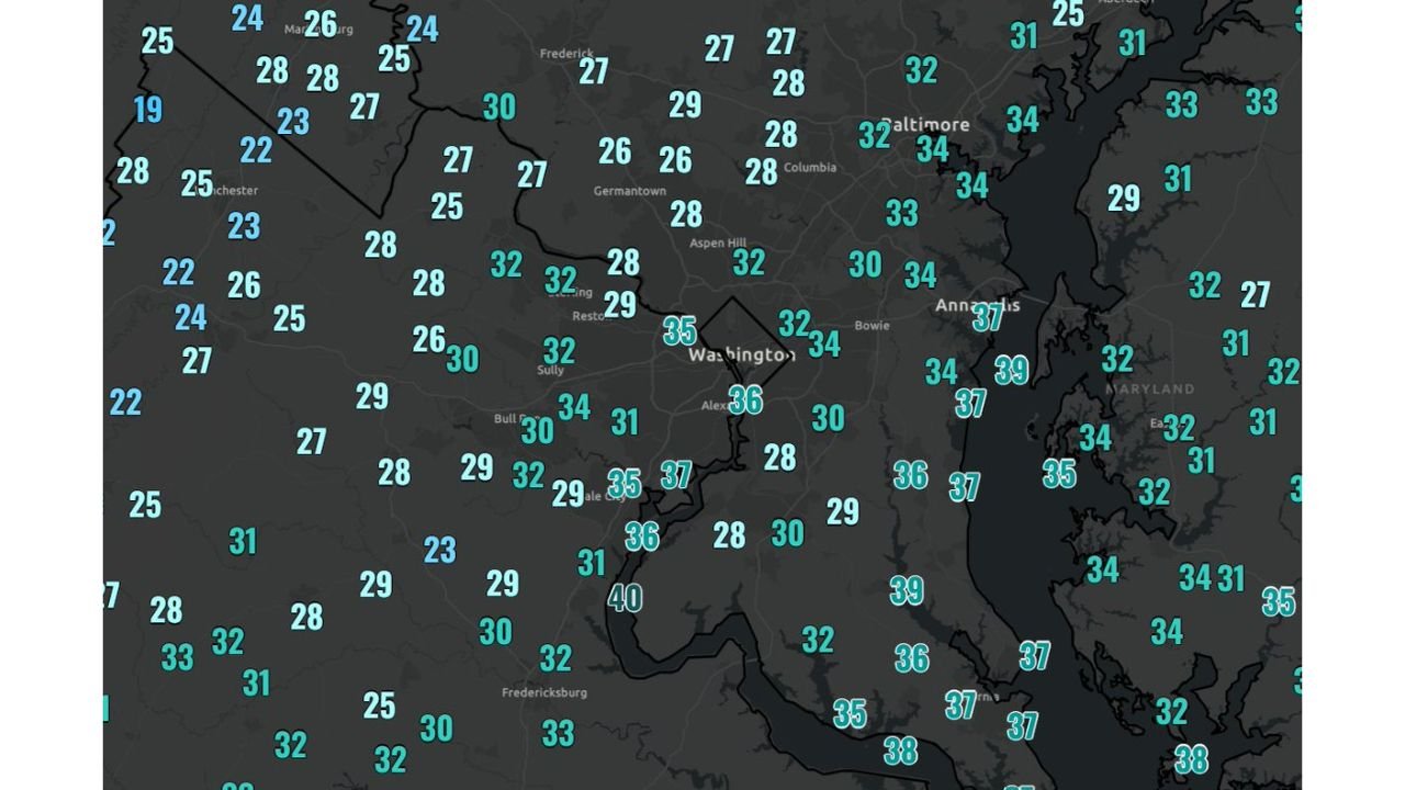 Washington DC Maryland and Virginia See Temperatures Drop Into 20s and 30s With Freeze Risk Continuing Tonight So Residents Should Protect Plants and Prepare For Another Cold Morning