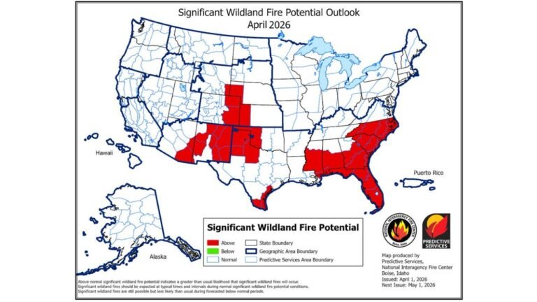 Wildfire Danger Alert Issued for South Carolina, Georgia, Florida and North Carolina as April Fire Risk Intensifies