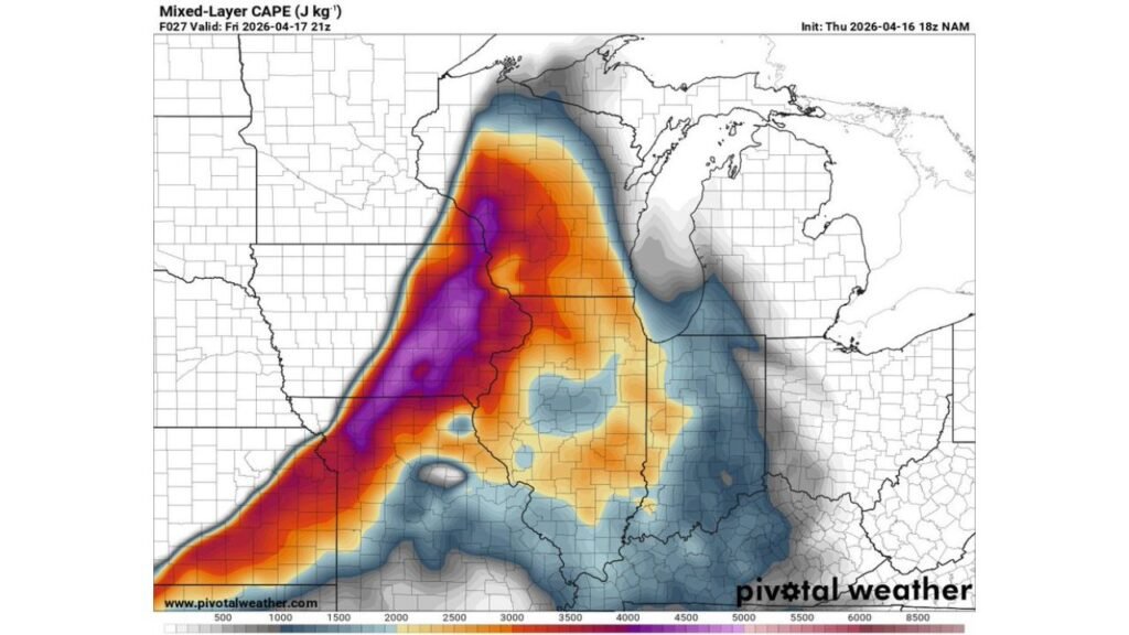 Wisconsin, Iowa and Illinois Brace for Explosive Tornado Threat Today as CAPE Surges Above 5000 and Shear Hits 80 Knots Over Chicago and Milwaukee