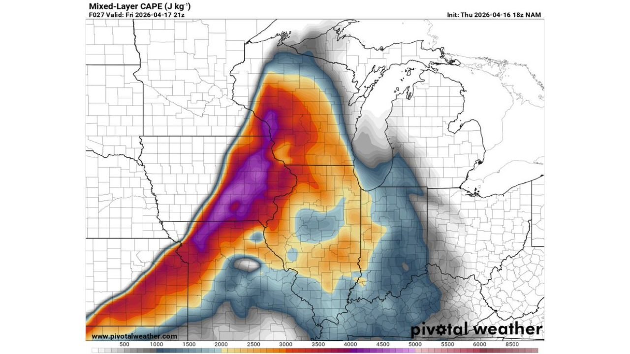 Wisconsin, Iowa and Illinois Brace for Explosive Tornado Threat Today as CAPE Surges Above 5000 and Shear Hits 80 Knots Over Chicago and Milwaukee