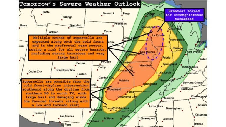 Wisconsin, Iowa and Illinois Face Strong Tornadoes Today as Supercells Target Chicago, Des Moines and Kansas City