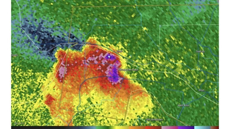 An Extraordinarily Intense Storm Produced a Rare 80 dBZ Radar Return Over Portage Des Sioux, Missouri on Sunday Night in Early May
