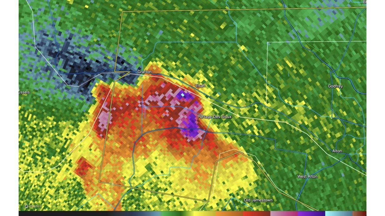 An Extraordinarily Intense Storm Produced a Rare 80 dBZ Radar Return Over Portage Des Sioux, Missouri on Sunday Night in Early May