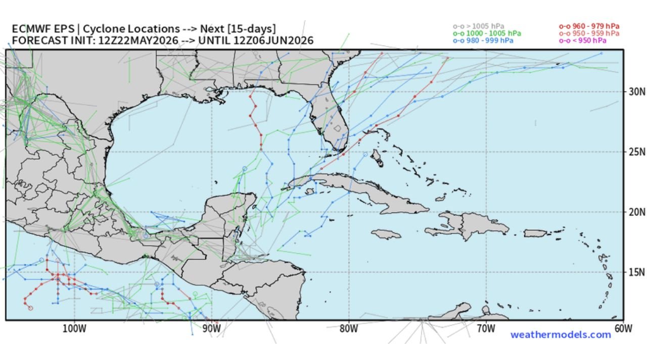 Early Tropical Development Signal Emerging Off the Southeastern United States and Caribbean as 15-Day Ensemble Tracks Show Multiple Systems Trying to Organize Through Early June