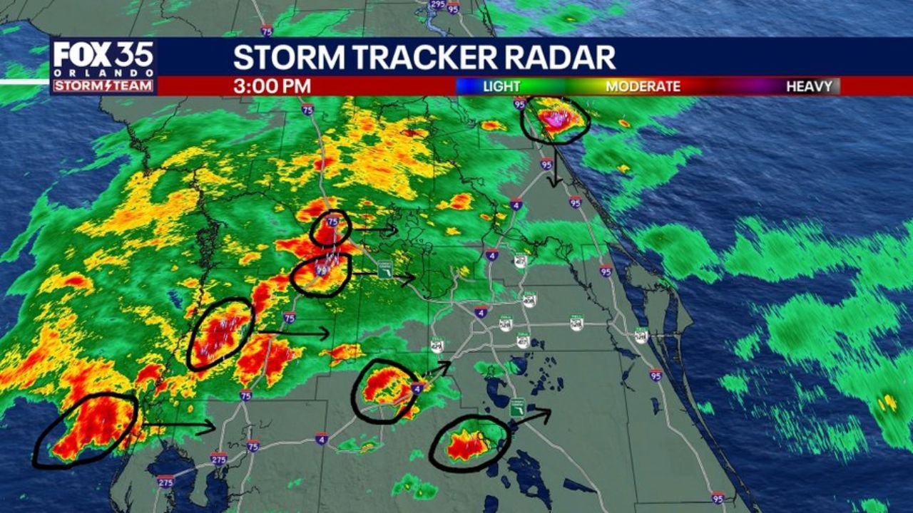 Florida Faces Multiple Rotating Storms Moving Toward Orlando and Space Coast With Hail, Wind and Brief Tornado Possible as Severe Risk Higher Near Orlando Than Tampa Tuesday May 12 at 3:00 PM