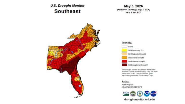 Florida, Georgia and the Carolinas Face Worsening Drought This Summer as Seasonal Rainfall Outlook Turns Drier Than Normal With Fire Risk Rising Through the Coming Months