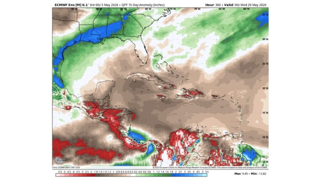 Florida and the Southeast United States Face Early Tropical Development Risk Before July 4 as Caribbean Ocean Heat Runs 3 Weeks Ahead of Normal With Dry and Hot Conditions Persisting Through May