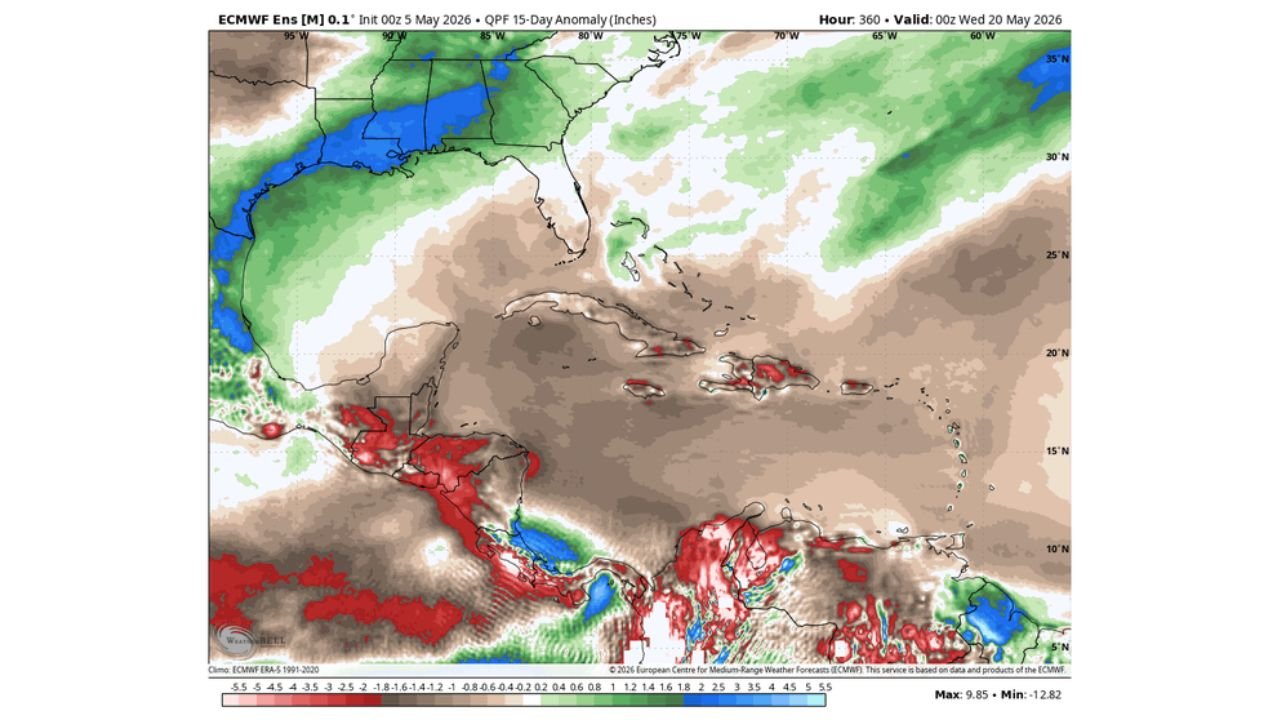 Florida and the Southeast United States Face Early Tropical Development Risk Before July 4 as Caribbean Ocean Heat Runs 3 Weeks Ahead of Normal With Dry and Hot Conditions Persisting Through May