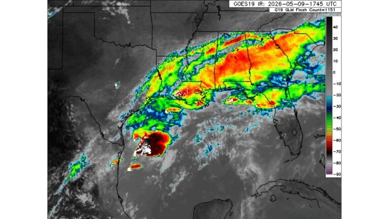 Gulf Coast and Florida Face Storms Through Mother's Day Sunday as Large Storm System Pushes Frontal Line From the Western Gulf Into the Florida Peninsula