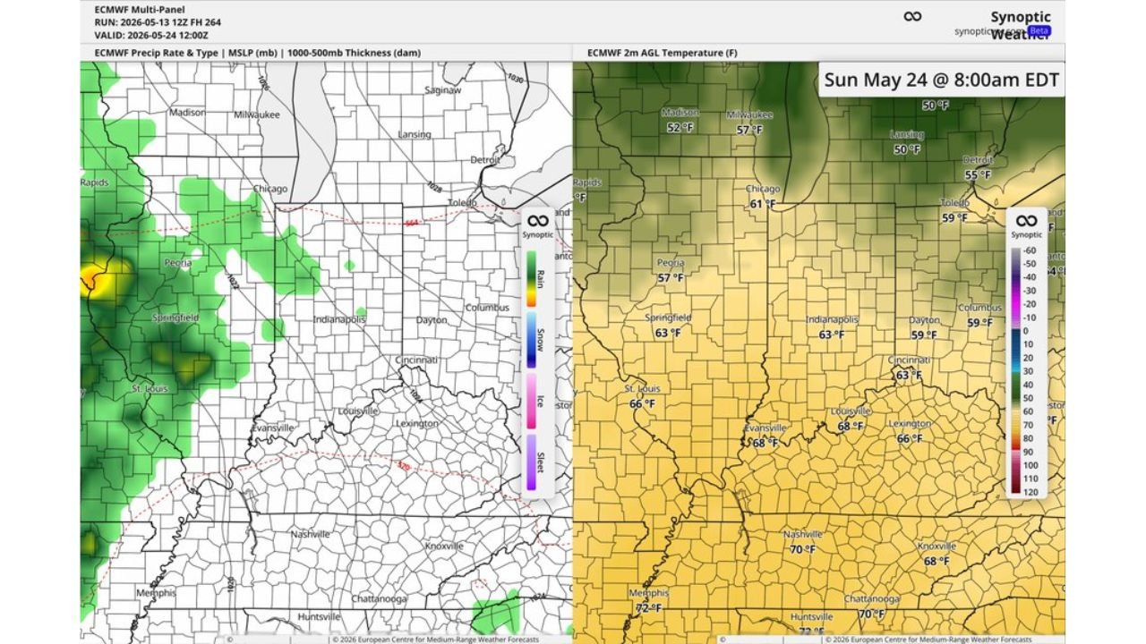 Indiana, Illinois, Ohio and Michigan Face Rain and Storm System Friday May 22 Through Saturday May 23 With Indy 500 Race Day Morning Looking Dry But Afternoon Chances Possible