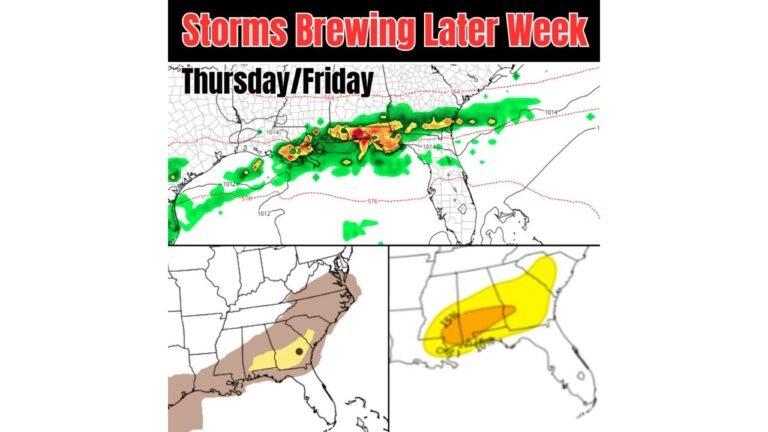 Louisiana, Mississippi and Alabama Face Another Round of Storms Thursday and Friday as a Frontal Line Pushes Along the Upper Gulf Coast With a 15 Percent Tornado Probability