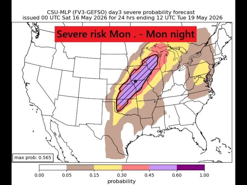 Major Severe Weather Outbreak Targeting Wisconsin Through Oklahoma With Tuesday Severe Risk Also Developing Late Monday Into Tuesday Night