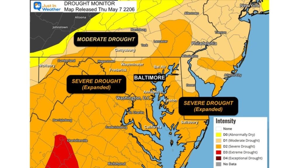 Maryland Drought Expands to Baltimore, Frederick and the Eastern Shore as Baltimore Sits 22.39 Inches Below Normal Since January 2024 With Conditions Getting Worse