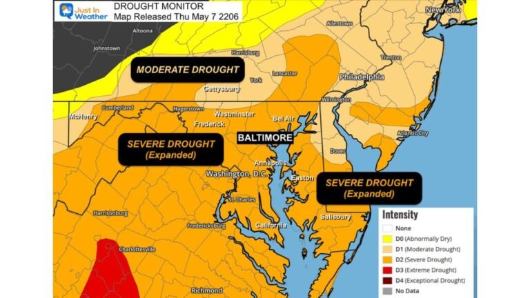 Maryland Drought Expands to Baltimore, Frederick and the Eastern Shore as Baltimore Sits 22.39 Inches Below Normal Since January 2024 With Conditions Getting Worse