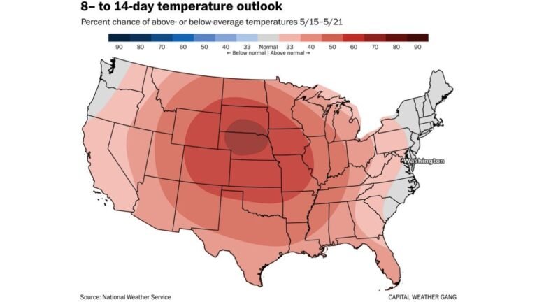 Nebraska, Kansas, Iowa and Illinois Face 70 to 80 Percent Chance of Above-Average Temperatures May 15 Through May 21 as Warmup Spreads Across the Entire Country