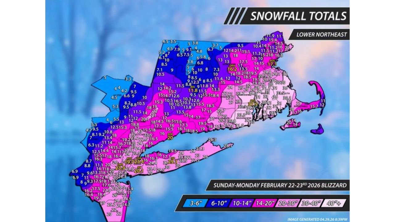 New York, New Jersey, Pennsylvania, and New England Witness Historic Blizzard With 30–40+ Inch Snow Bands Leaving Sharp Local Differences Across the Region