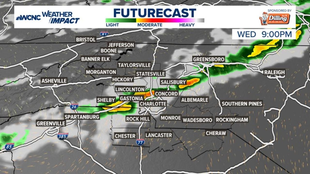 North Carolina and South Carolina Face Brief Shower or Storm Between 7:00 PM and 10:00 PM Wednesday May 13 With Shelby Seeing Up to 0.42 Inches and Charlotte Tracking 0.19 Inches