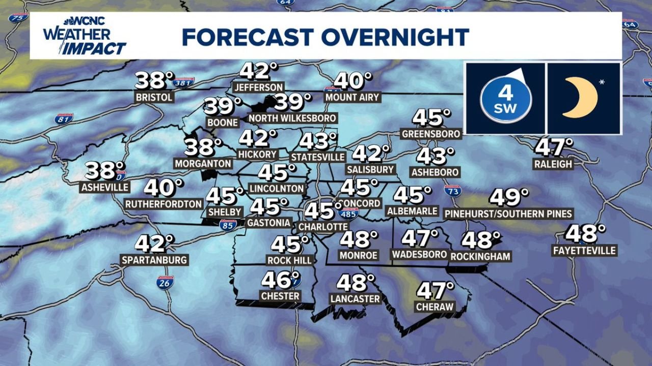 North Carolina and South Carolina Wake Up to Another Chilly Night as Bristol Drops to 38 Degrees and Charlotte Holds at 45 Degrees Overnight
