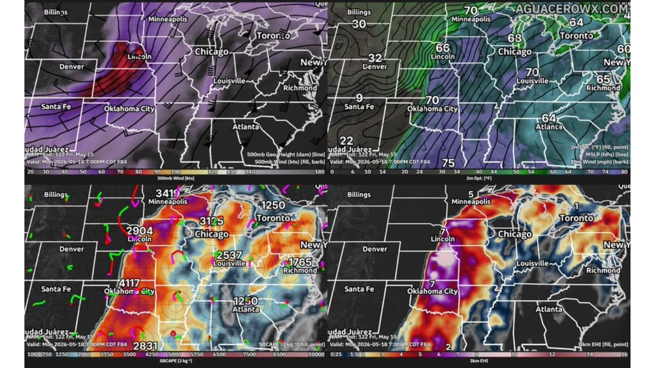 Plains and Upper Midwest Brace for Long-Tracked Tornadoes and All Severe Hazards Monday May 18 Including Lincoln, Oklahoma City, Minneapolis and Chicago in Higher-End Outbreak Scenario